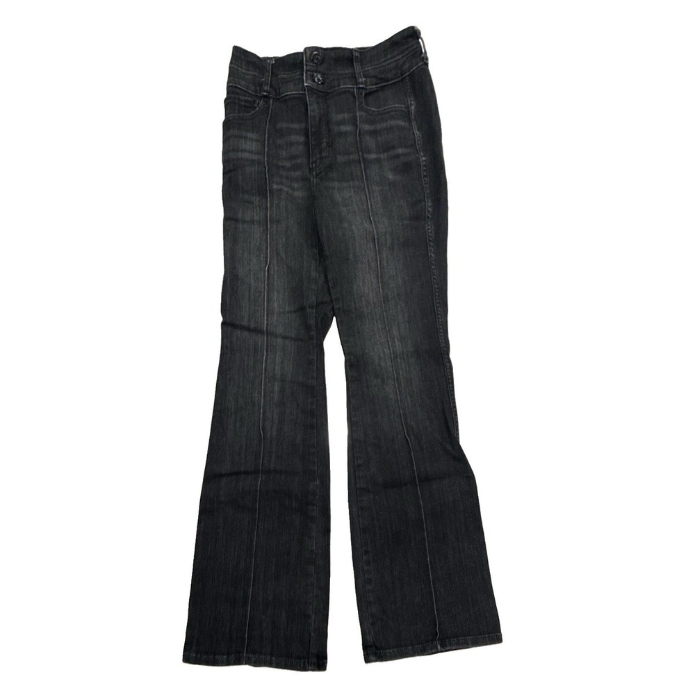 WHBM Women's Extra High Rise Skinny Flare Black Denim Jeans Size 4 Short